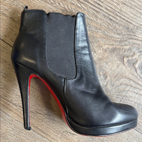 Christian Louboutin Fannylove 120 Black Leather High Heel Platform Ankle Boot - Picture 5 of 7